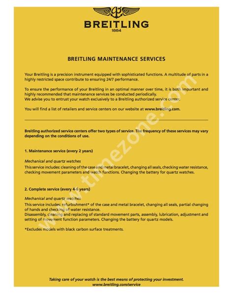 Breitling service price list